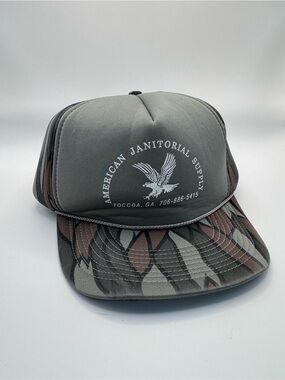 Vintage Camo foam snapback hat rope brim senna paddy rope Eagle American